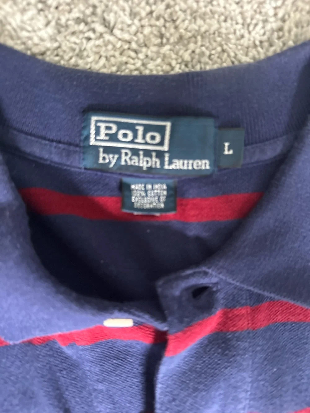 Vintage Polo by Ralph Lauren Navy with Red Stripe Polo Shirt